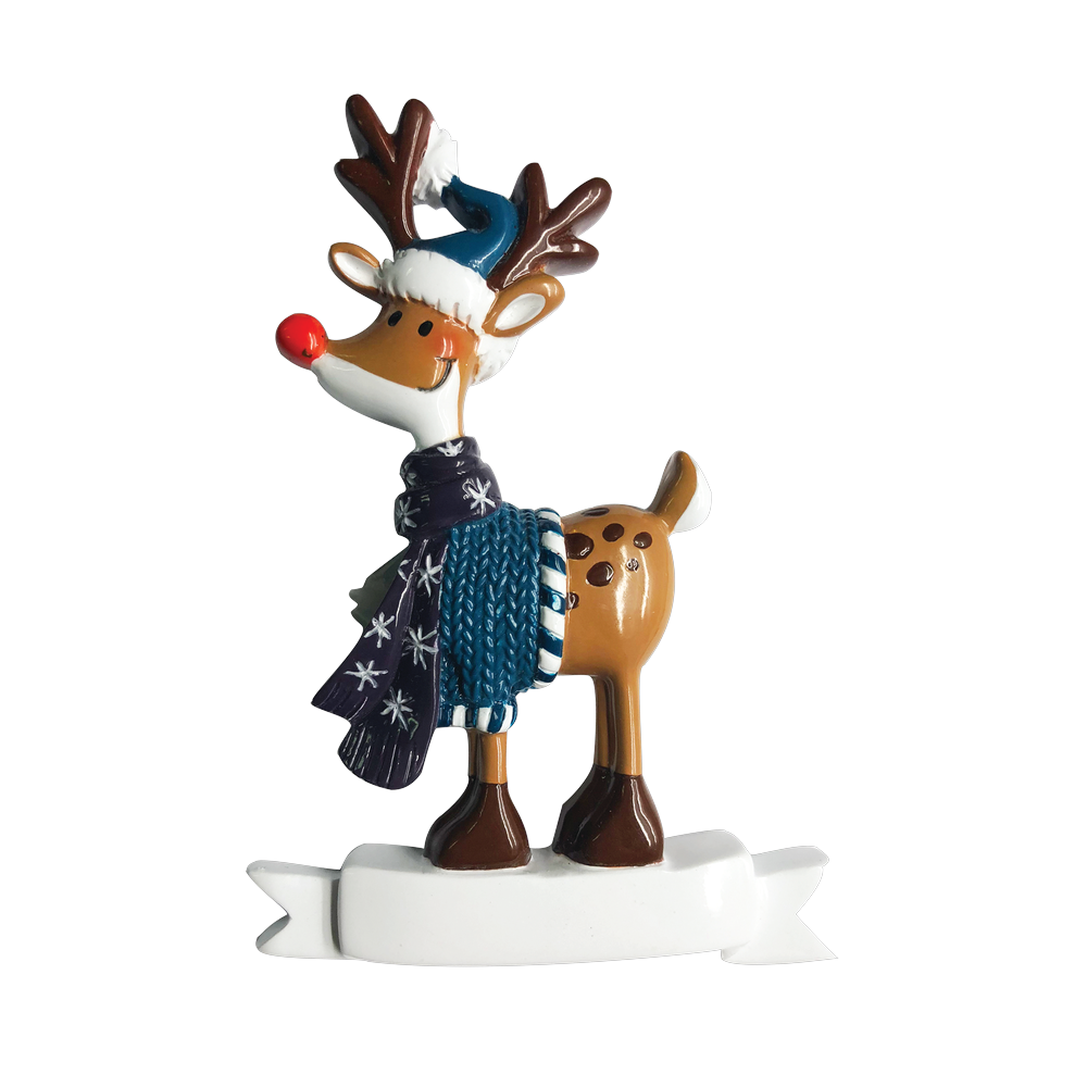 P18-03-104 - Reinder With Ribbon 1 Personalised Christmas Decoration