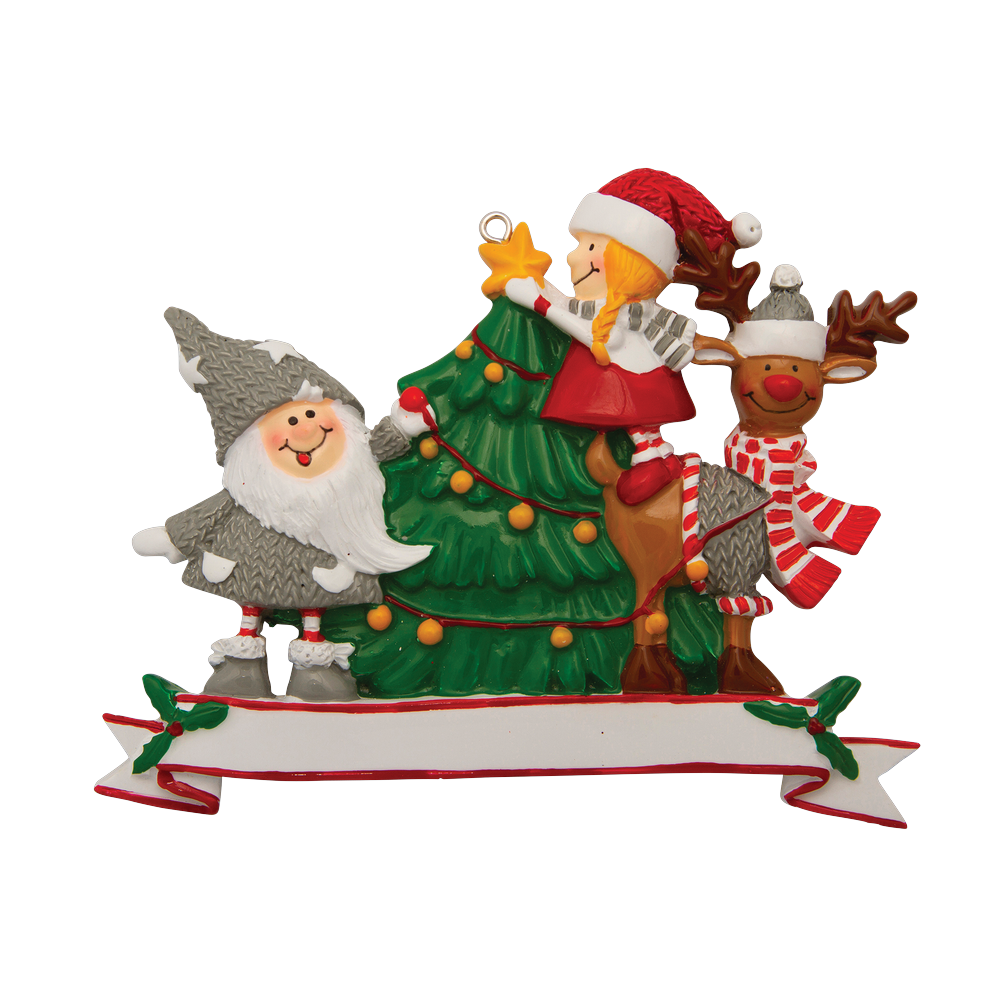 P18-03-830 - Family of 3 With Christmas Tree Personalised Christmas Decoration