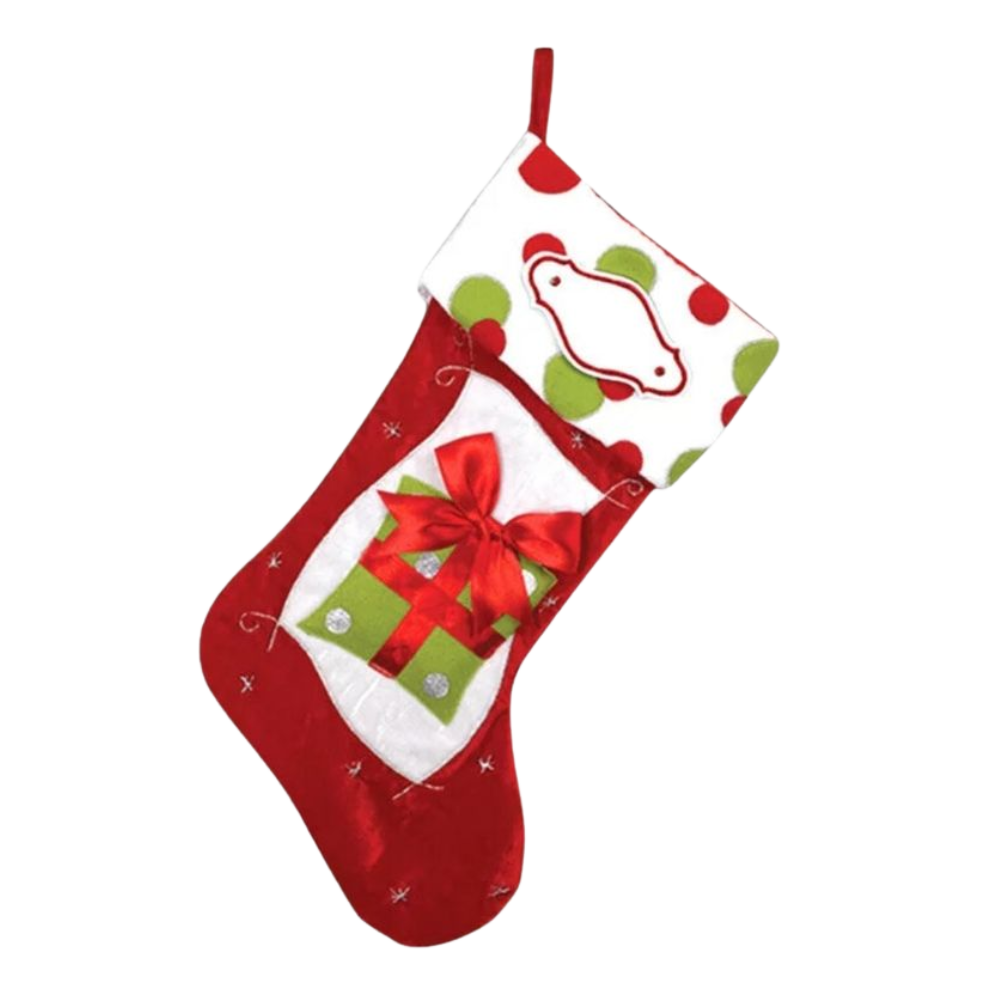 PBS105 RG - Red And Green Personalised Christmas Stocking