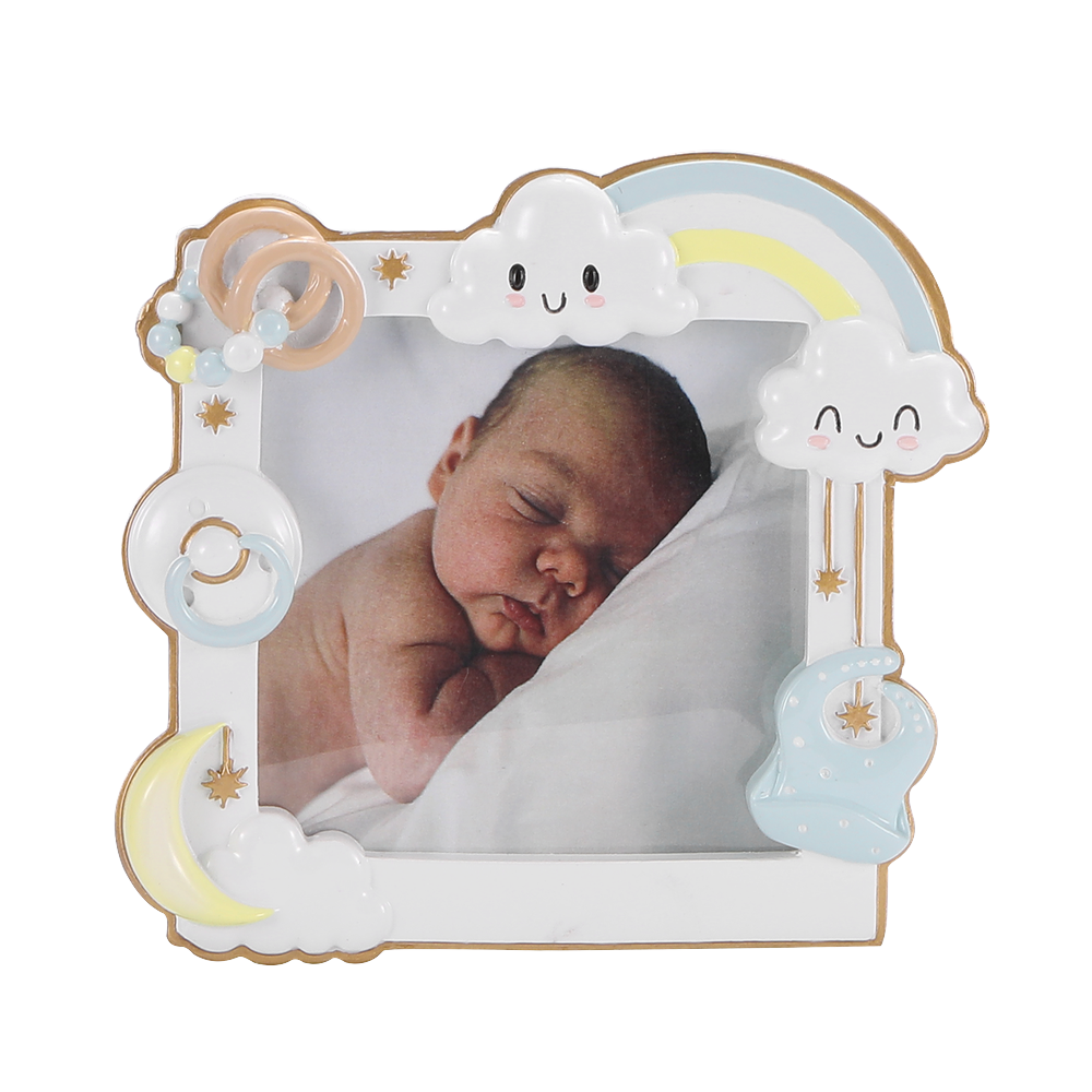 PF2478-B - Modern Baby Frame (Blue) Personalised Christmas Decoration