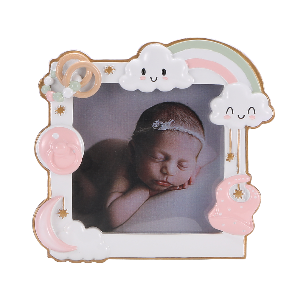 PF2478-P - Modern Baby Frame (Pink) Personalised Christmas Decoration