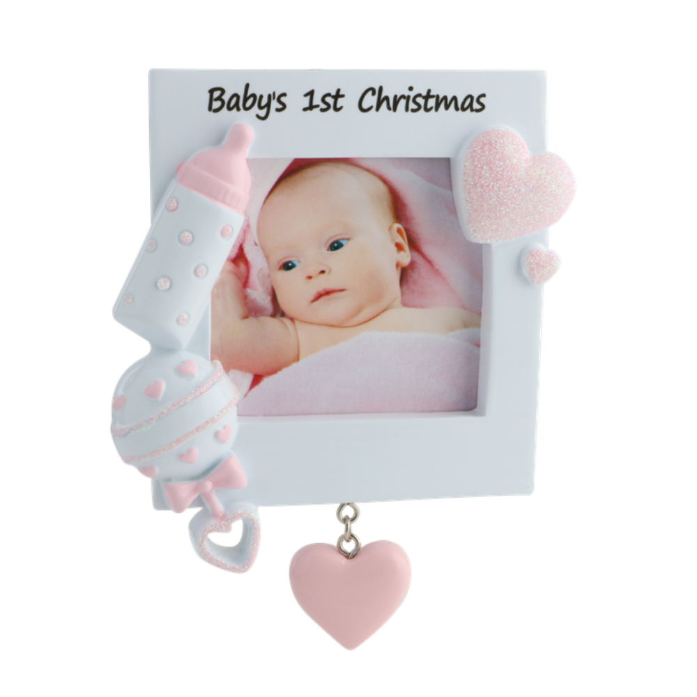 PF600-P - Christmas Baby Frame (Pink) Personalised Christmas Decoration